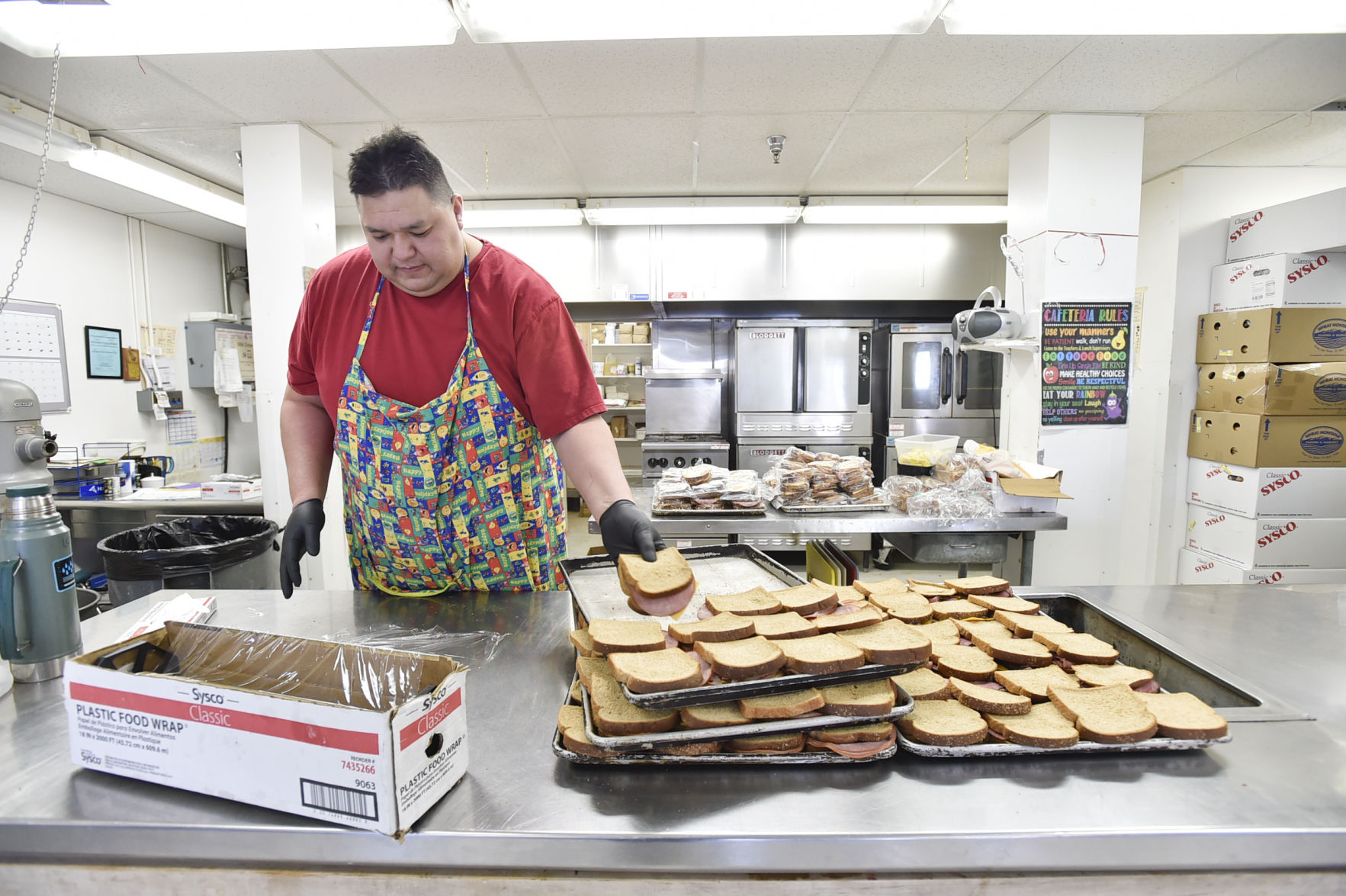 Philip Sure Chief prepares hundreds of sandwiches